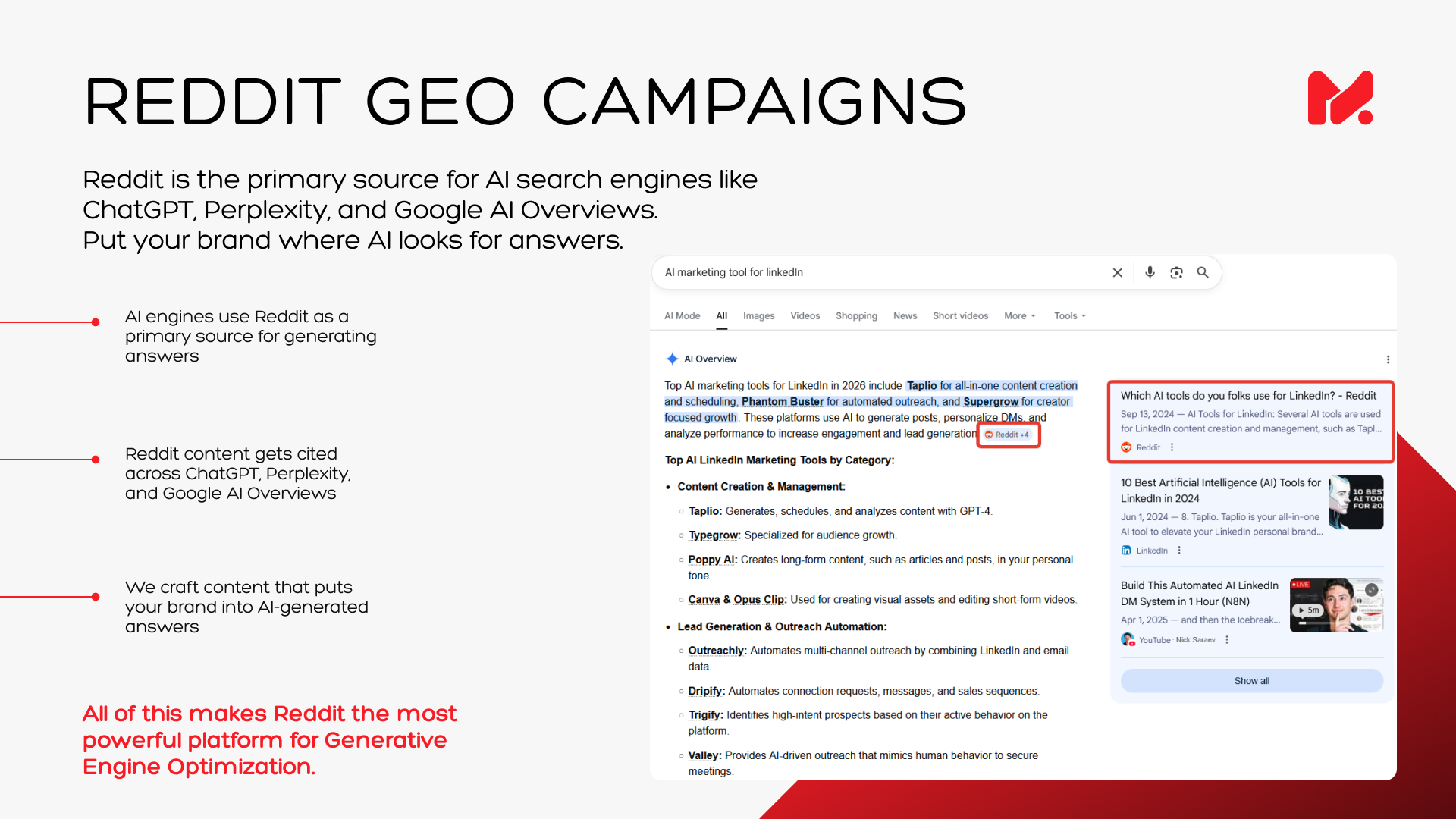 Reddit GEO campaign for AI search optimization